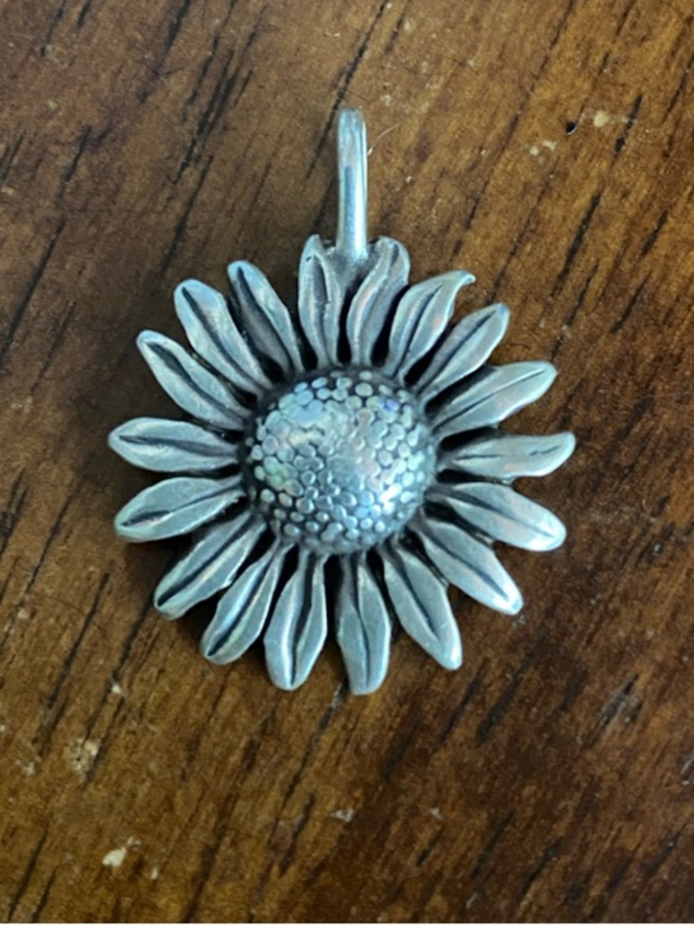 Silver Sunflower Pendant Charm